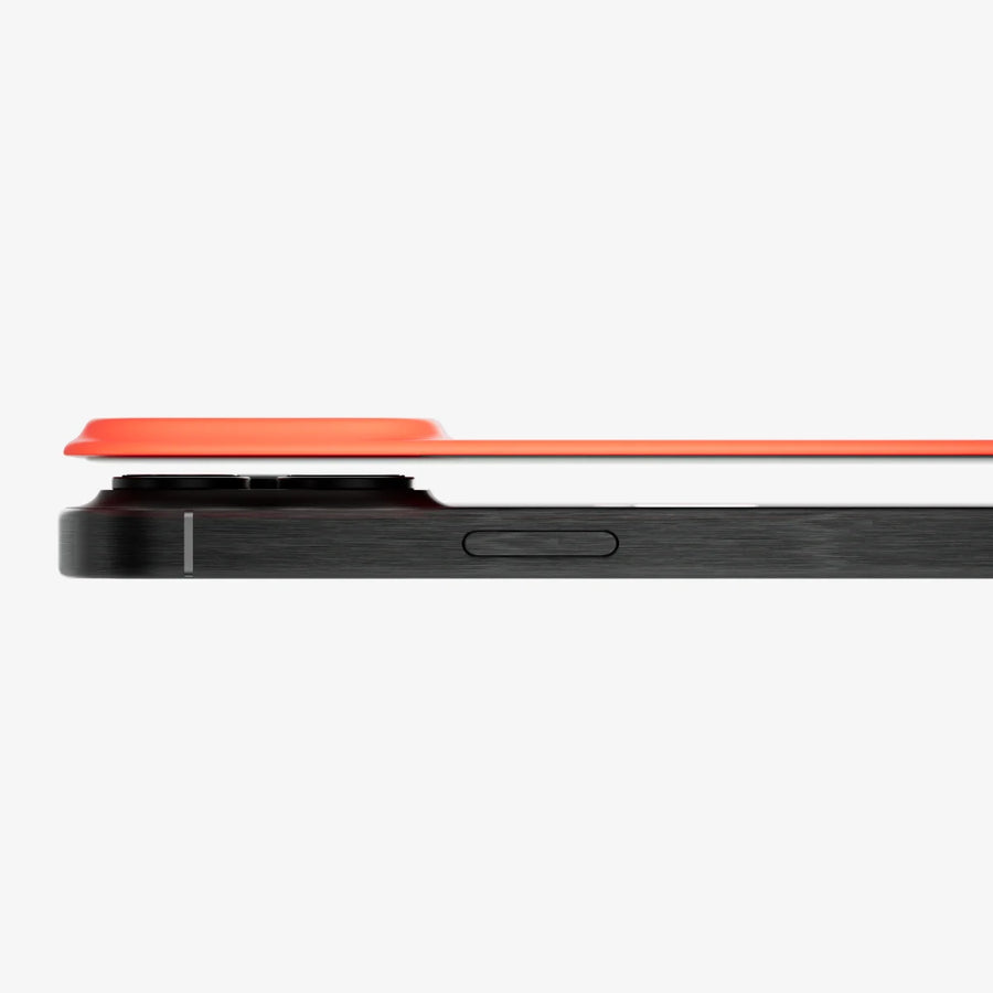 Side profile of an iPhone next to a PhoneBack, showing how thin it is