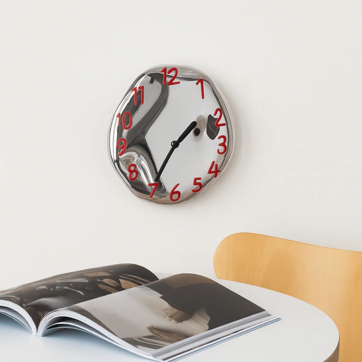 Chrome Ceramic Wall Clock
